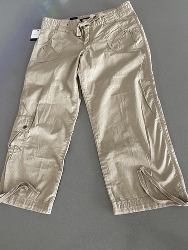 Calvin Klein Jeans Capri Pants Size 12 Beige Cargo Cotton Casual NWT