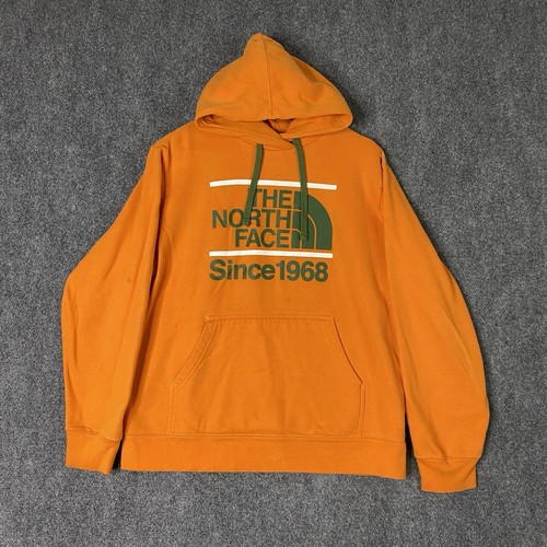 The North Face Hoodie Sweatshirt Mens Large L Orange Pullover Sweater Cotton - Picture 1 of 15