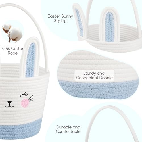 Personalized Easter Basket for Toddler, Woven Baby Easter Gifts basket with - Picture 7 of 7