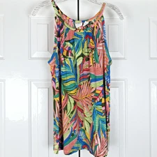 C&C California Linen Tank Top Large Tropical Colorful Bright Soft Knit