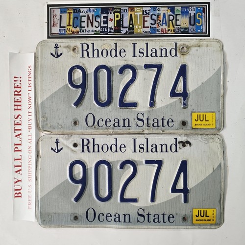 RHODE ISLAND NUMMERNSCHILD PAAR 🔥KOSTENLOS📬🔥 90274 ~ 2015 PASSENDE SCHILDER TAG SET