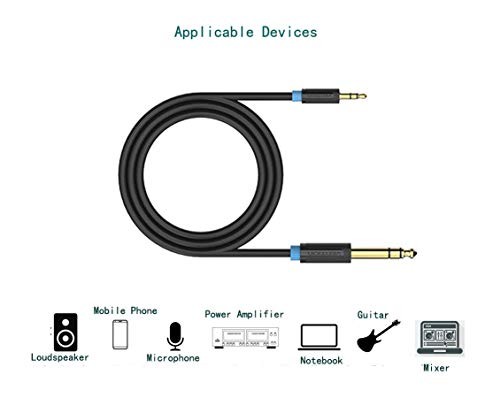 Evnsix Audio Instrument Cable - 10Ft 1/8" Male To 1/4" Male Aux Jack T - Picture 4 of 6