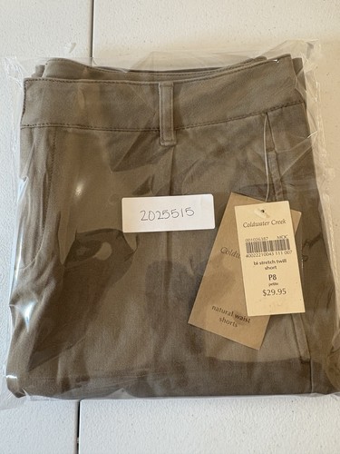 Coldwater Creek Twill Shorts Womens 8P Khaki Stretch Travel Vacation Summer NEW - Picture 11 of 12