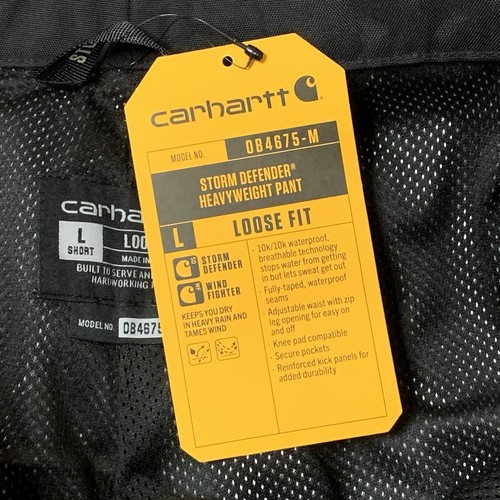 Carhartt Mens Large SHORT Black Storm Defender Heavyweight Pants Workwear W/Tags - Picture 6 of 10