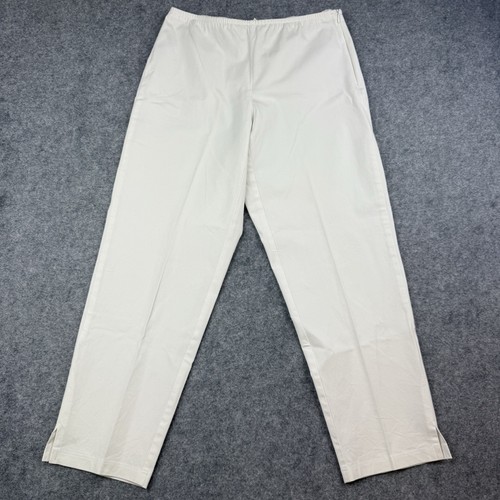 Pantalone donna Eileen Fisher panna cotone ritagliato zip laterale elastico in vita taglia small