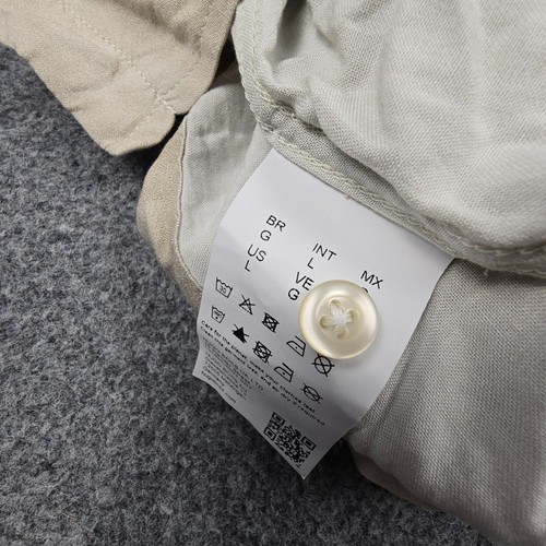 Hugo Boss Shirt Mens LARGE beige hawaiian Short Sleeve Button Up regular Size L - Picture 5 of 9