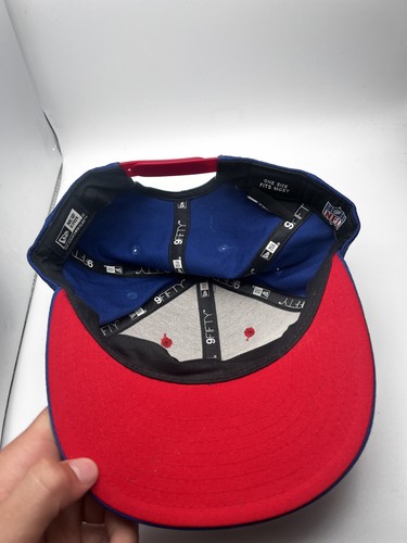 New York Giants Hat Cap Snap Back NFL Football Blue Red Script Mens New Era - Picture 5 of 5