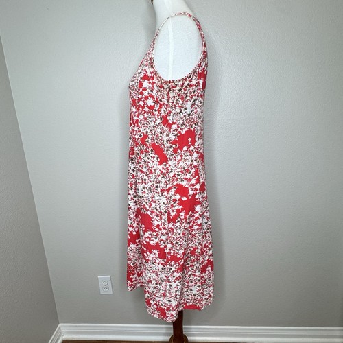 J. JILL Sleeveless Shift Dress Sz 8-10 V Neck Pin Tucks Floral Resort Wear Vacay - Picture 6 of 11