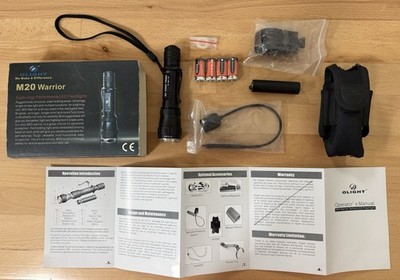 military eu olight 454 m20 warrior black tactical flashlight OLIGHT M20 Warrior LED Flashlight Black 250 Lumens Max Tactical  MIL-STD-810F