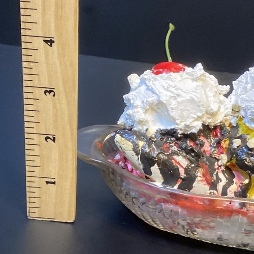 Faux Gefälschte Eis Banane Geteilt Eisbecher Display Essen Glas Schale Realistische Dekor - Bild 13 von 14