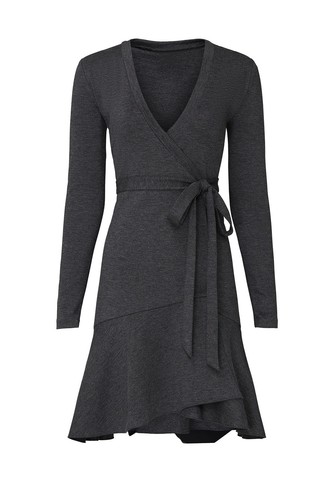 Nicole Miller Artelier CHARCOAL Ponte Wrap Dress, US Medium - Bild 5 von 6