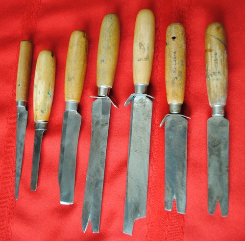 Seven Vintage Leatheworking Cutting Knives, Old Tools