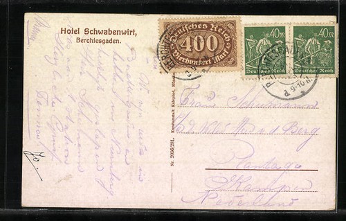 Ansichtskarte Berchtesgaden, Hotel Schwabenwirt  - Picture 2 of 2