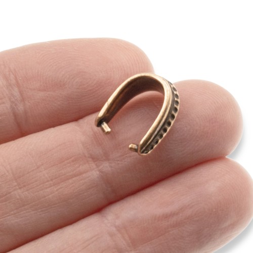 Pinch Bails Antique Copper 14mm Hammered Rustic Artisan Pendant Holder 4-Pack - Picture 5 of 6