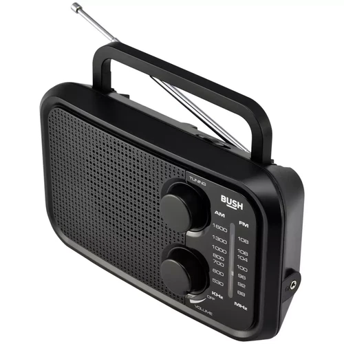 BUSH FM AM Compact Portable Radio Mains Battery Powered Compact Black (NEW)