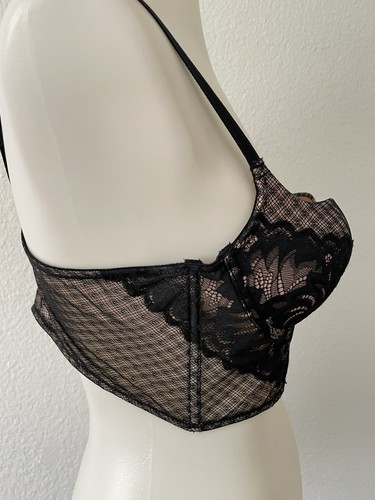 Adore Me Bra Women Sz 36B Floral Lace Push Up Padded Underwire Lingerie Black - Picture 5 of 10