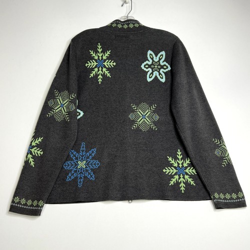 Eddie Bauer Langarm Schneeflocke Alpine Full Zip Cardigan Pullover grau Damen XL - Bild 6 von 11