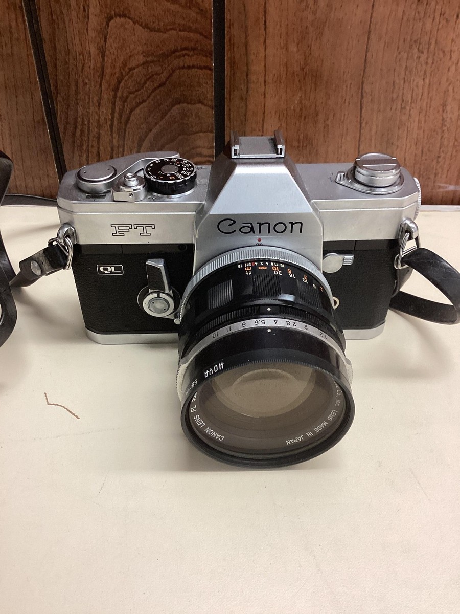 Vintage Canon FT QL 35mm Film SLR Camera FL 58mm F/1.2 Lens Flash