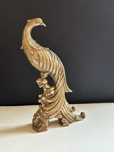 Hollywood Regency Syroco Mid Century Golden Pheasant Peacock Statue Vintage - Picture 2 of 24
