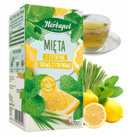 Herbapol Pfefferminztee Zitrone Zitronengras 20 Beutel - Minze KräUtertee Tee