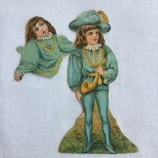 Lion Coffee No 5 Little Boy Blue Fashion Paper Doll Angel Adv DieCut Victorian