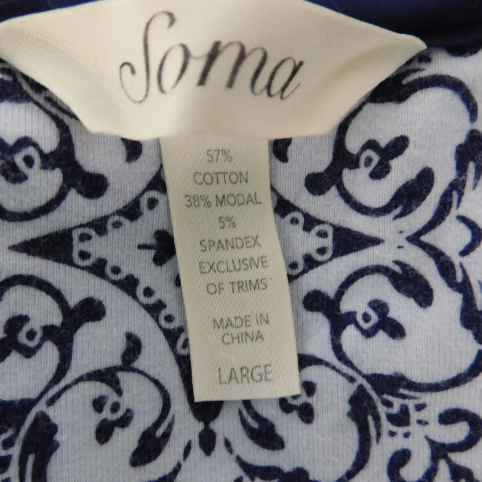 Camisón Soma Cool Nights azul estampado floral manga 3/4 grande Foto 3 de 4