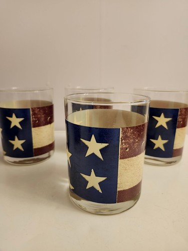 SET 4 Occhiali Warren Kimble Colonial Sakura Doppio Old Fashion Bandiera Americana - Foto 5 di 6