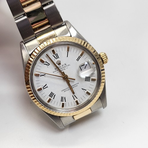 Rolex Data 34 mm Bicolore Oyster Bianco Romano Orologio Automatico 15000 Circa 1981