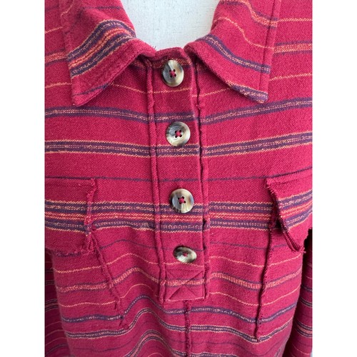 Natural Reflections Oversized Blanket Stripe Knit Long Sleeve Henley Top - Picture 7 of 9