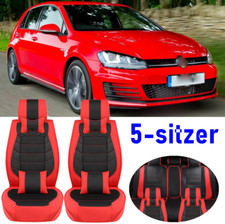 5-sitzer Full Satz Vordersitze Rückbank Sitzbezüge PU-Leder Rot für VW GOLF