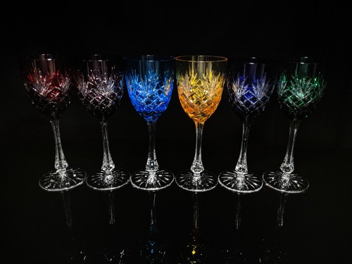 Faberge Odessa Crystal Colored Goblet Glasses without presentation case 8 7/8" H - Picture 1 of 12