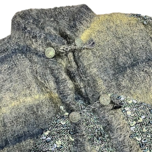 Vintage 80's Mohair Cardigan Green Fluffy Oversized Hand Knit XXL Grunge Boho - Picture 2 of 4