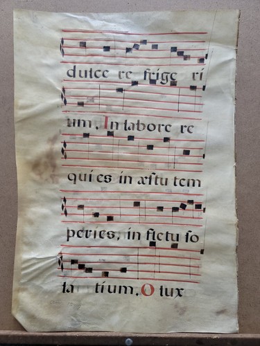 16. Jahrhundert Antiphonal Musik Manuskript auf Vellum 20 Zoll × 14,5 Zoll doppelseitig 1 Seite - Bild 4 von 7