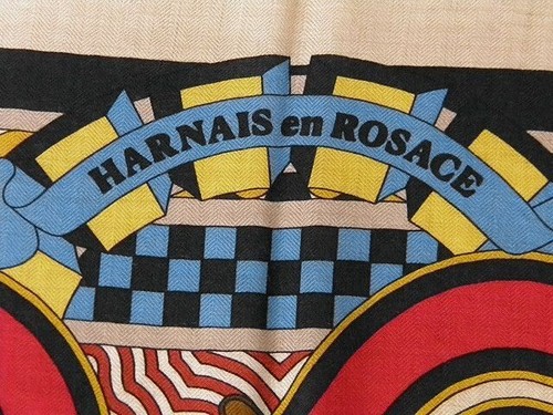 Unused w/box HERMES Carre 140 Cashmere Silk Shawl Wrap HARNAIS EN ROSACE QUIDE - Picture 7 of 11