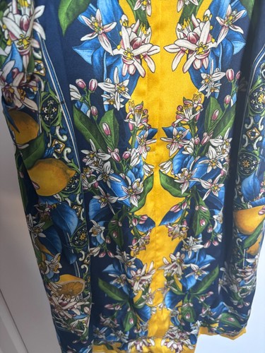 Dolce Gabbana Majolica Tile & Lemon Print Pure Silk Dress - Picture 9 of 21
