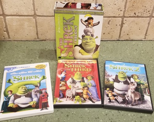 THE SHREK TRILOGY 3 DVD BOX SET~2007~DREAMWORKS~DISCS/CASES/ARTWORK/BOX F/S - Picture 1 of 17