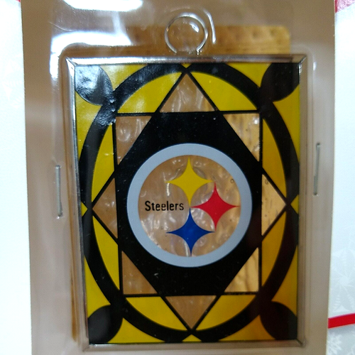 Adorno de vidrieras Pittsburgh Steelers 3 X 2.5 pulgadas nuevo - Imagen 2 de 6