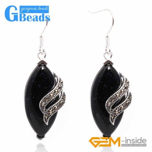 Earrings For Women Rhombus Marcasite Beads Silver Dangle Gift Fashion 16x32mm - Picture 24 of 45