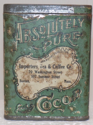 RARE! Antique ABSOLUTELY PURE St. Regis Brand Cocoa of Boston 1 Pound Tin Can