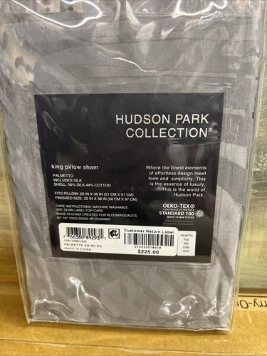 Hudson Park Collection Silver Palmetto Cotton Silk King Sham New - Picture 2 of 4