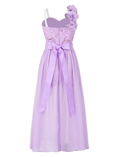 Kids Flower Girls Dress Rhinestone Sleeveless Romper Wedding Banquet Maxi Gown - Picture 51 of 57