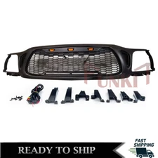 Front Bumper Grille For 2001-2004 Tacoma Honeycomb Grill w / 3 Amber LED Lights