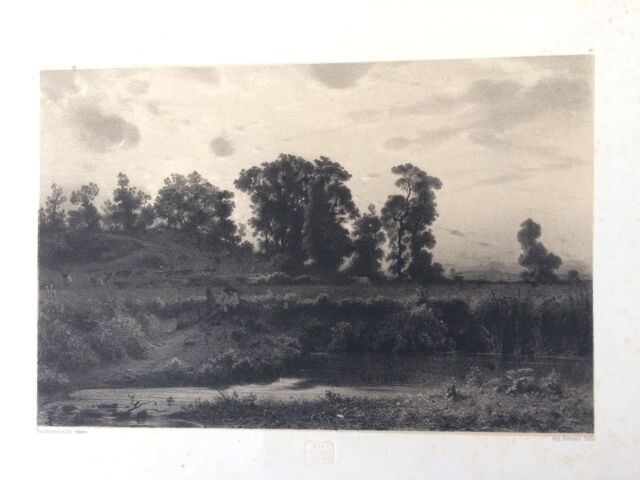 PAESAGGIO grande litografia originale di Francais Fancrois Louis Paris 1842 PAESAGGIO grande litografia originale di Francais Fancrois Louis Paris 1842