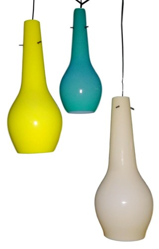 lampadario a tre luci stile gino vistosi anni 50 vintage vetri murano colorati - Foto 2 di 4
