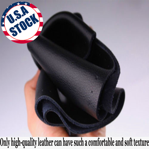 Black Leather DIY Car Steering Wheel Cover With Needles and Thread - Bild 7 von 11