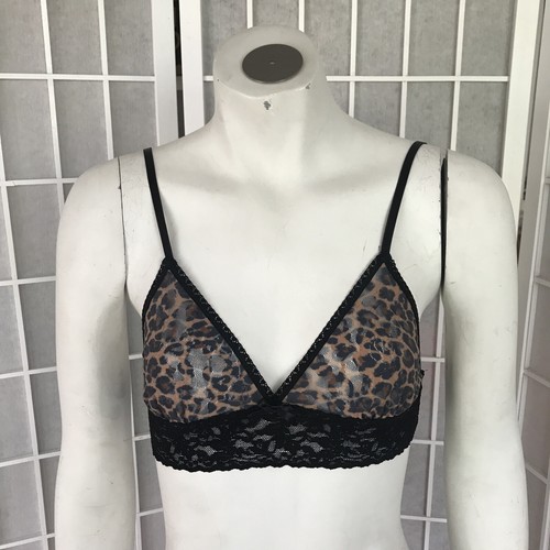 Nuevo con etiquetas Bralette Hanky Panky Estampado de Leopardo Triángulo Transparente Talla XS. Hecho en USA - Imagen 1 de 9