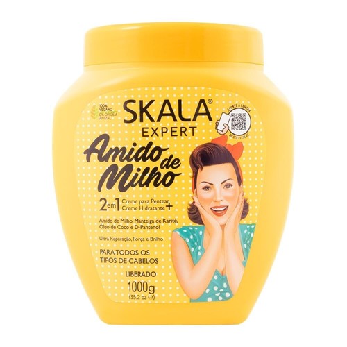 Crema per capelli Skala Amido de Milho - idratazione e lucentezza 2 in 1 - 1000 g - Foto 7 di 7