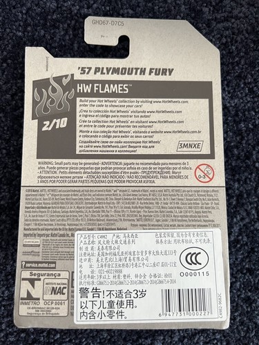 Hot Wheels 2020 '57 Plymouth Fury White #168 HW Flames 2/10 New Long Card - Picture 4 of 4