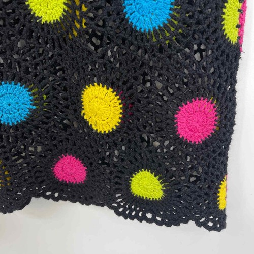 Vtg 80s Victoria Harbour Size Medium Crochet Polka Dot Short Sleeve Top Black - Picture 5 of 9