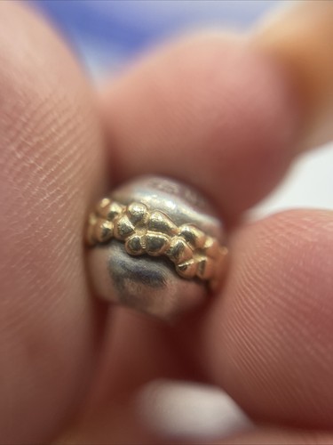 Pandora Saturn Flower Charm Sterling Silver & 14K Gold Retired Pandora #J29 - Picture 10 of 16